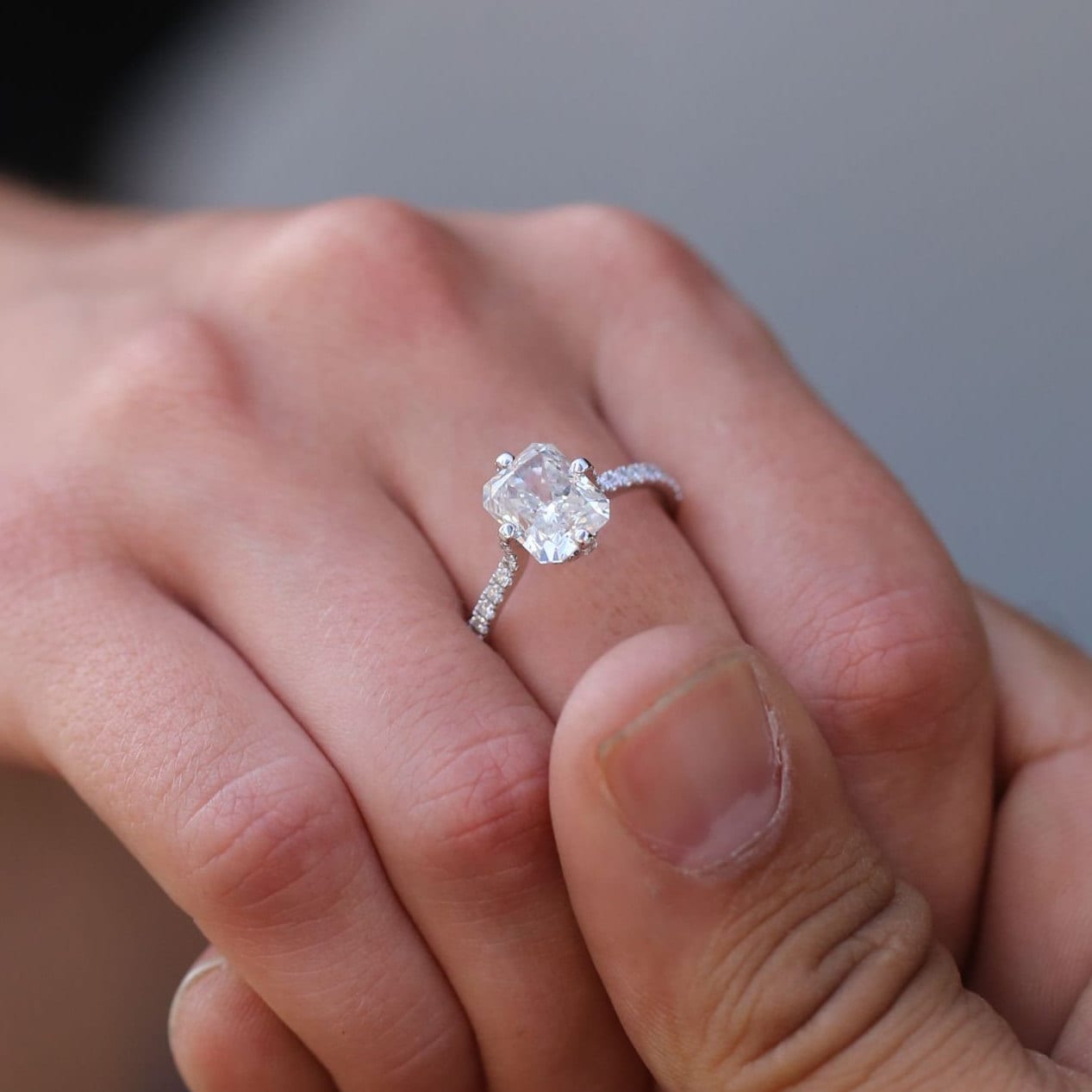 Radiant Cut Engagement Ring Eternity Engagemnent Ring Hidden Etsy