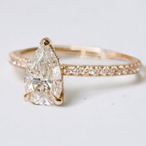 Pear Cut Diamond Ring, Diamond Engagement Ring, Designer Jewelry, 14k Gold Ring, Natural Diamond Engagement Ring, Teardrop Diamond Ring