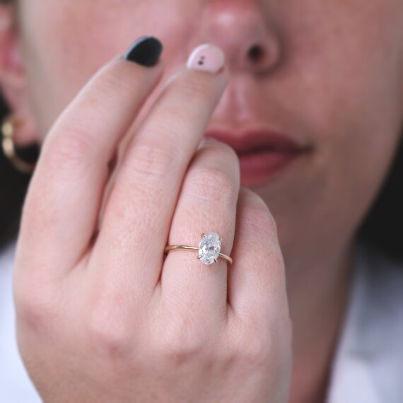 1.5 Carat Oval Diamond Engagement Ring Genuine Natural Etsy