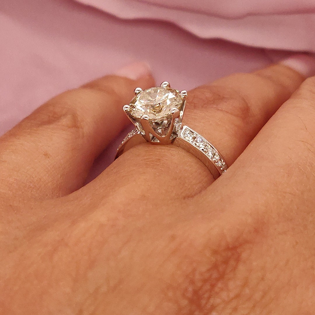 Buy Two Carat Round Diamond Engagement Ring With Side Stones Channel  Setting High Quality Ring Online in India