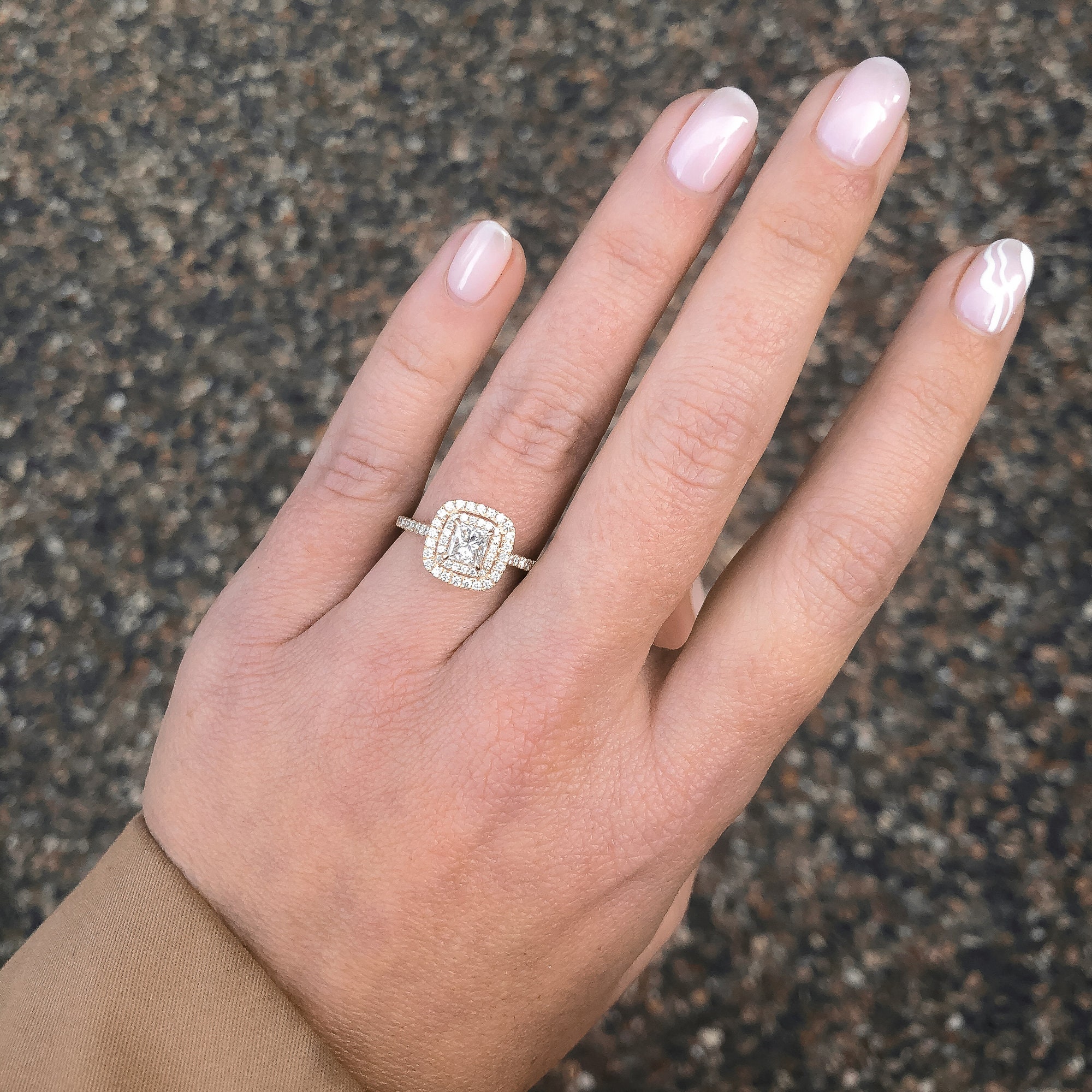 Double Halo Princess Cut 1CTW Diamond Engagement Ring – tidewaterdiamond