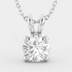 Diamond Solitaire Necklace, 16 Inches, 1 Carat Diamond Pendant, White Gold