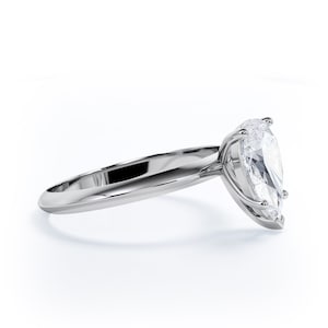 Solitär Diamant Ring, Tear Drop Diamant Ring, Solid Gold Diamant Ring, 14k Weißgold Diamant Ring, Natürlicher Diamant Verlobungsring