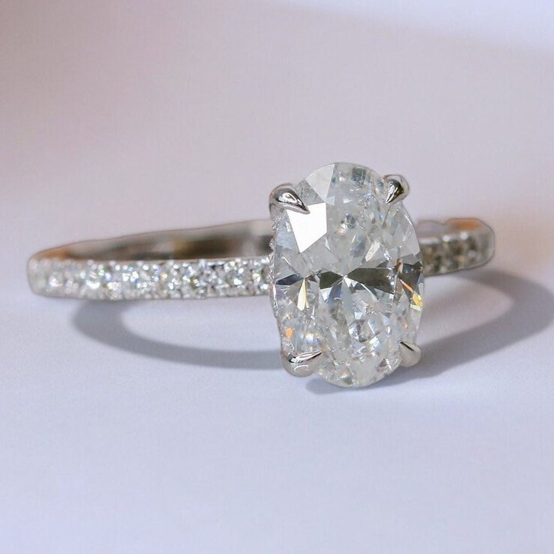 Oval Cut Diamond Ring, Elongated Engagement Ring, Oval Cut Engagement ...