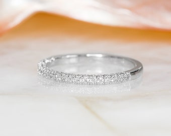 Alianza de boda de eternidad de 1 quilate, anillo de boda de eternidad con diamantes, alianza de boda de diamantes de doble cara, alianza de boda a juego, anillo de boda de diamantes de 14 quilates