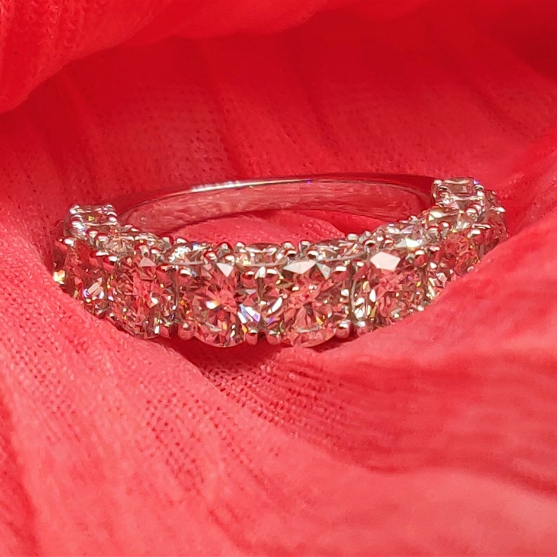 Wide Eternity Band Half Eternity Ring Eternity Wedding Band Etsy