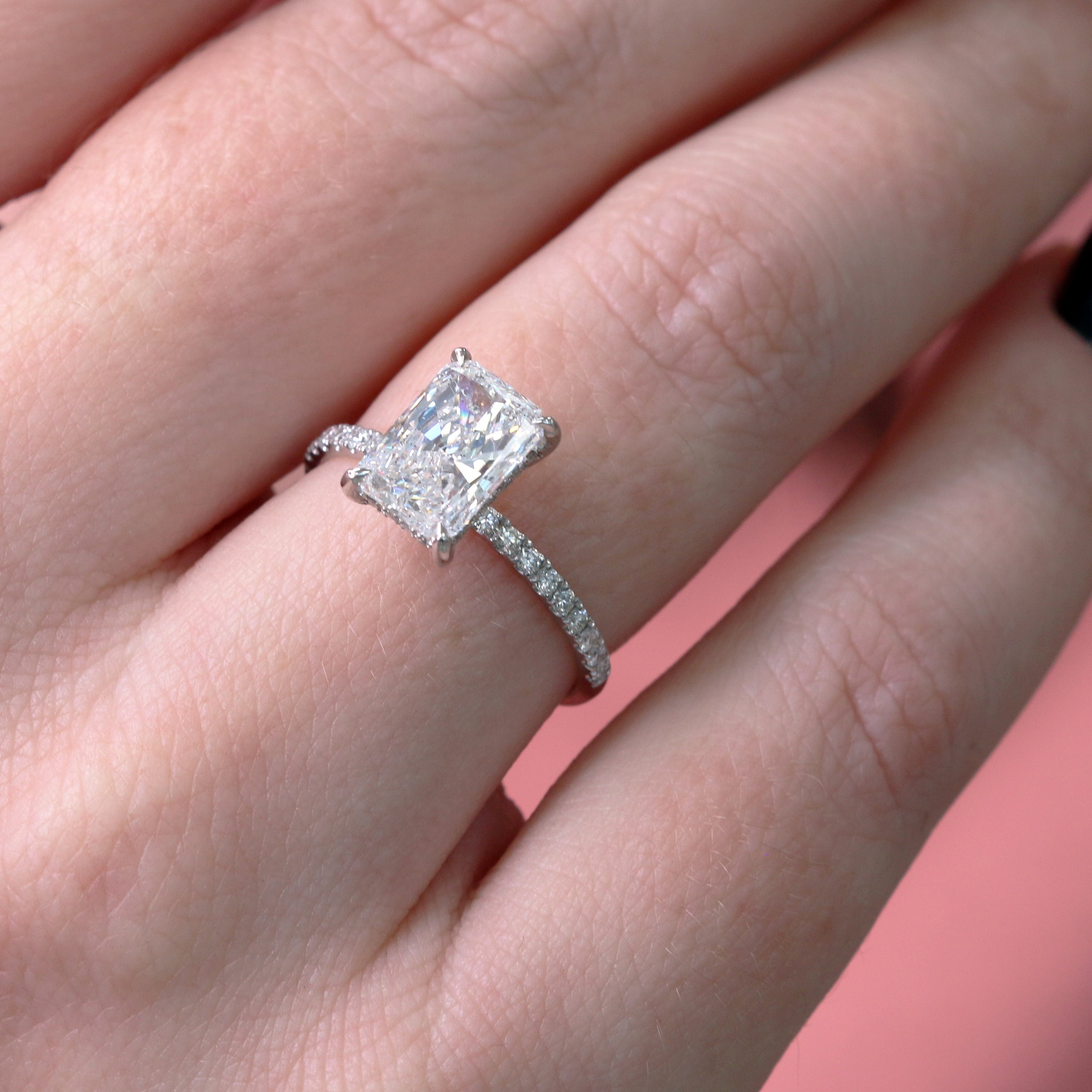 Campagna 2 carat elongated radiant cut engagement ring