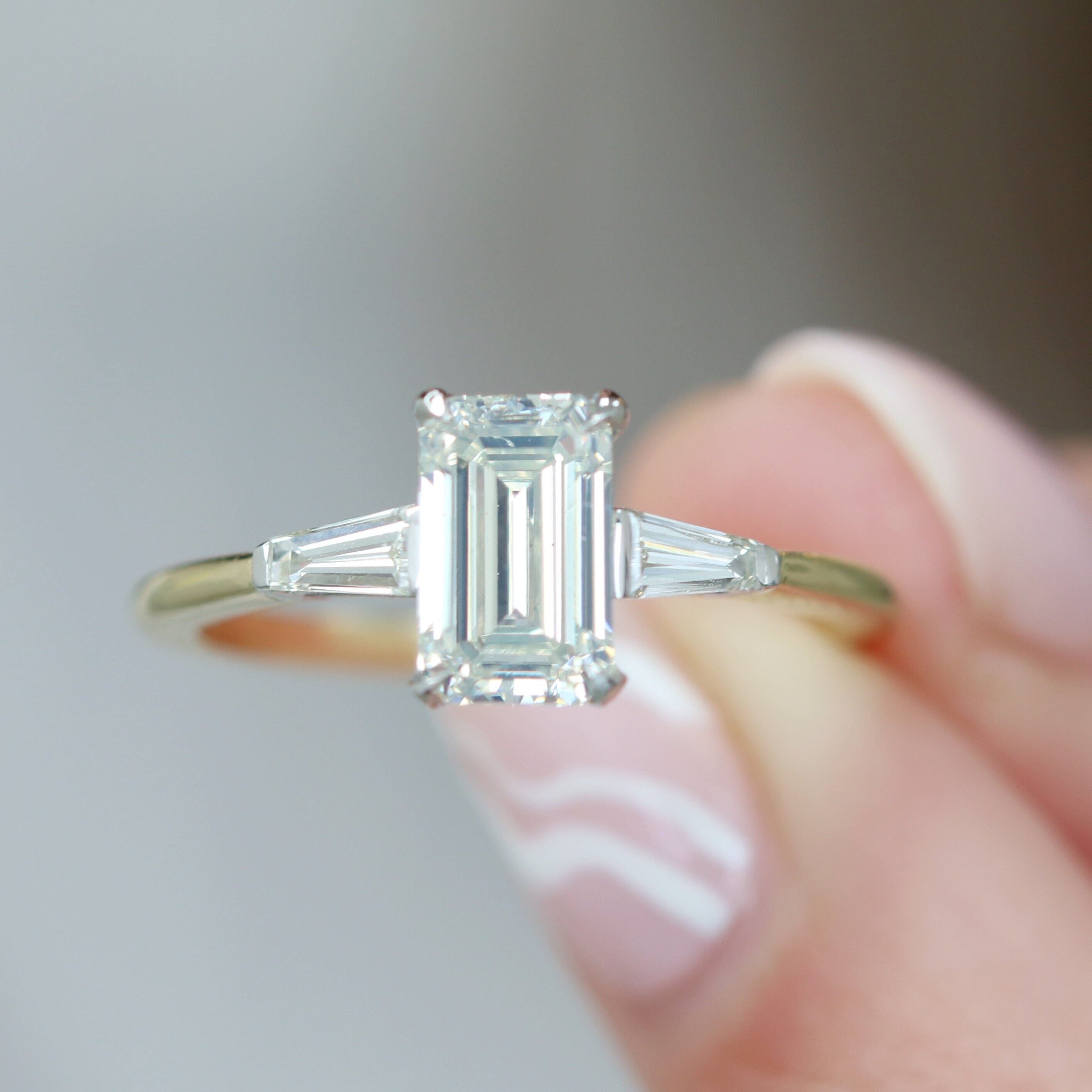 Emerald Cut Engagement Ring Emerald Cut Diamond Ring Two Tone