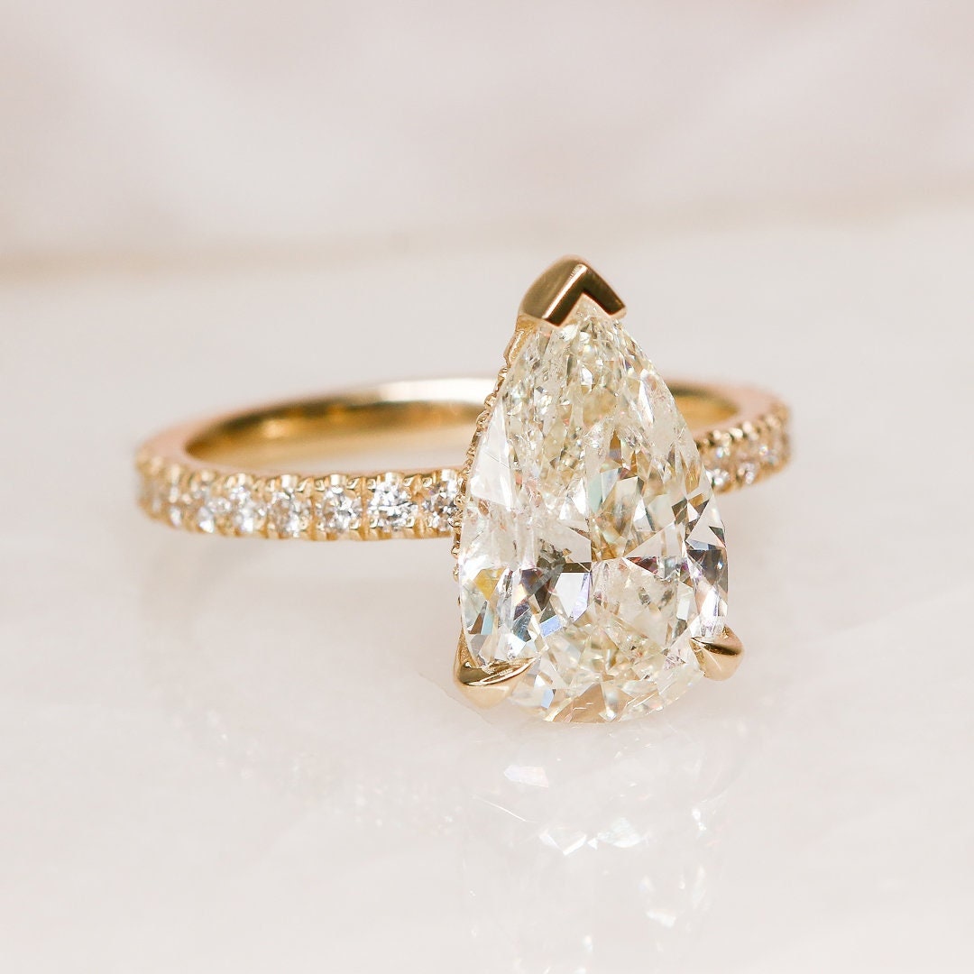 READY TO SHIP | Pear Cut Diamond Engagement Ring, Teardrop Diamond Ring ...