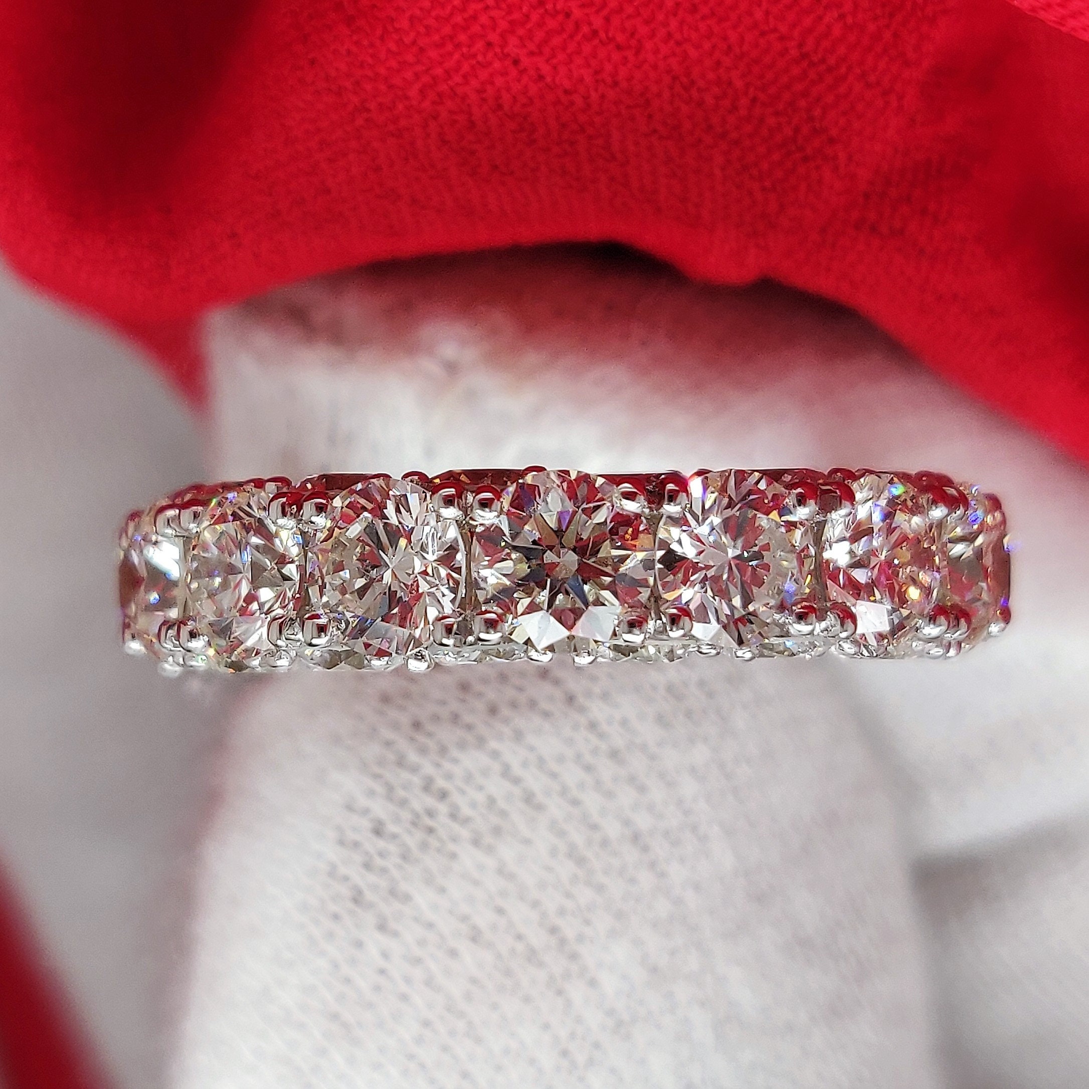 Wide Eternity Band Half Eternity Ring Eternity Wedding Band Etsy