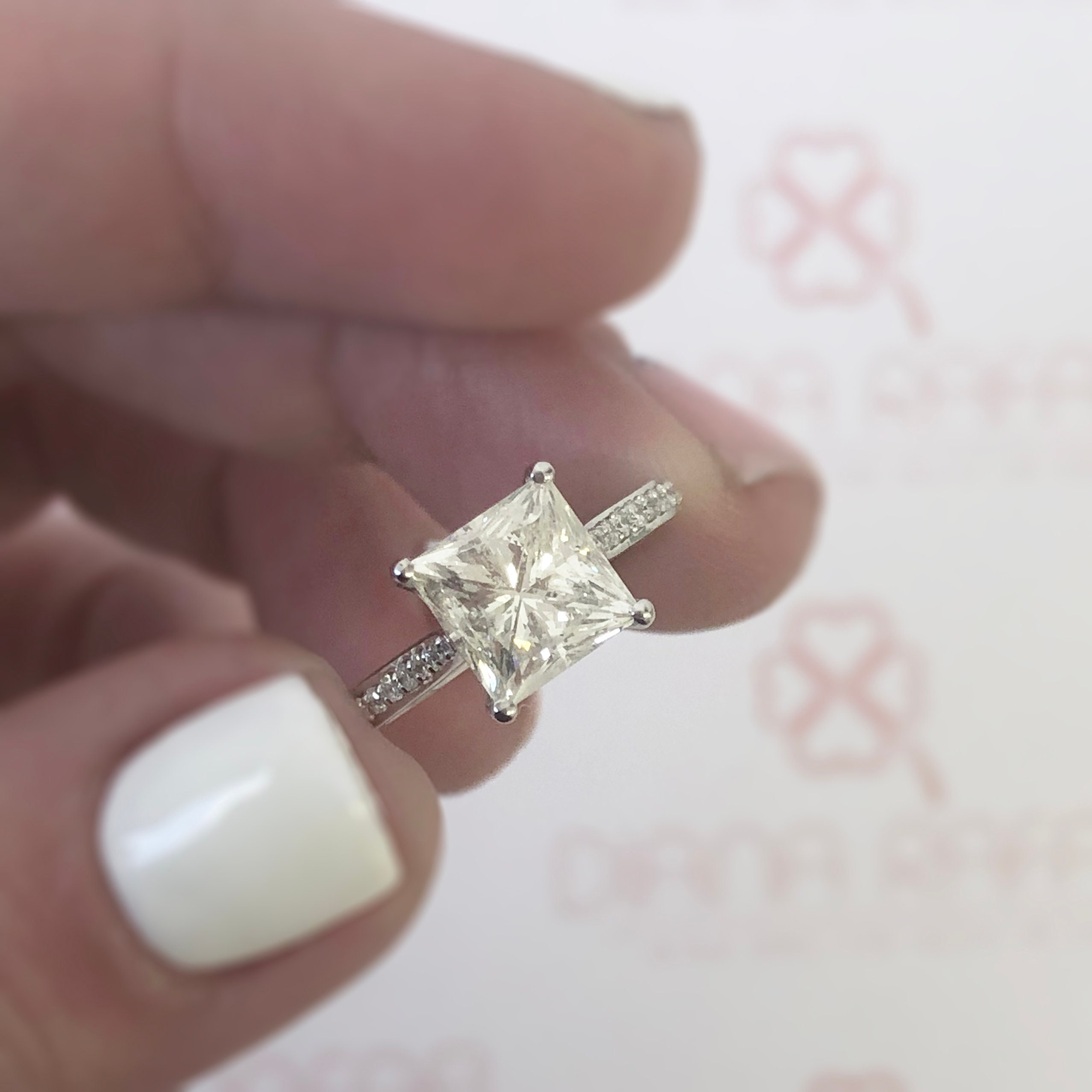 2 carat Princess Cut Diamond Engagement Ring Square Diamond Etsy