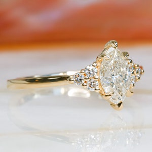 14k Marquise Cut Diamond Ring, Natural Diamond Engagement Ring, Art Deco Diamond Ring, Art Deco Diamond Engagement Ring, DianaRafaeJewelry
