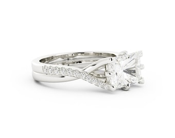 Anillo de compromiso con diamante de talla esmeralda, anillo de diamante natural, anillo de oro de 14 k para mujer, anillo de diamante de talla esmeralda, anillo de compromiso con diamante