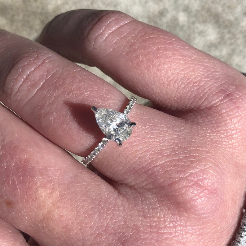 Beautiful Diamond Engagement Ring Pear Shaped Engagement Ring Etsy