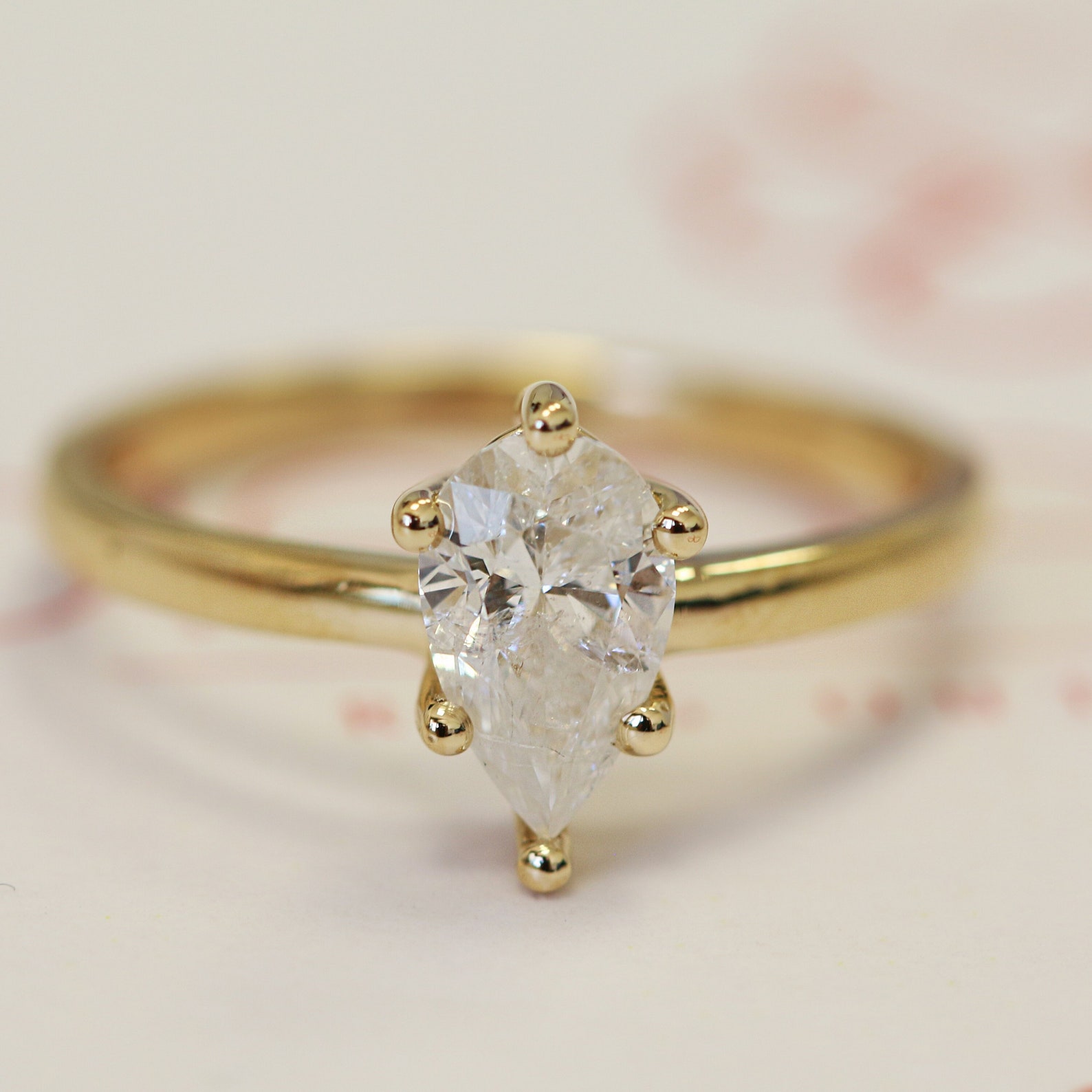 Pear Shaped Diamond Engagement Ring Teardrop Diamond Ring - Etsy