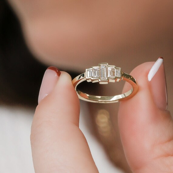 Womens baguette cheap diamond ring
