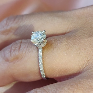 1 Carat Diamond Ring, Diamond Engagement Ring, Designer Jewelry Women, Solitaire Ring, White Gold Engagement Ring, Round Cut Diamond Ring