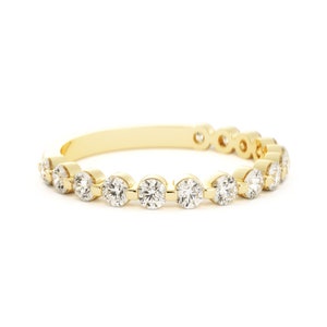 14k Gold Diamond Wedding Band, Half Eternity Diamond Ring, Diamond Wedding Ring, 14k Yellow Gold Diamond Wedding Band, Stacking Diamond Ring