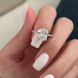 2 Carat Radiant Diamond Ring, Radiant Cut Engagement Ring, Natural Diamond Engagement Ring,