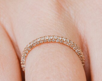 Pave Diamond Wedding Band, Diamond Wedding Band, Half Eternity Diamond Ring, Gold Diamond Wedding Band, Matching Diamond Ring, Diamond Ring