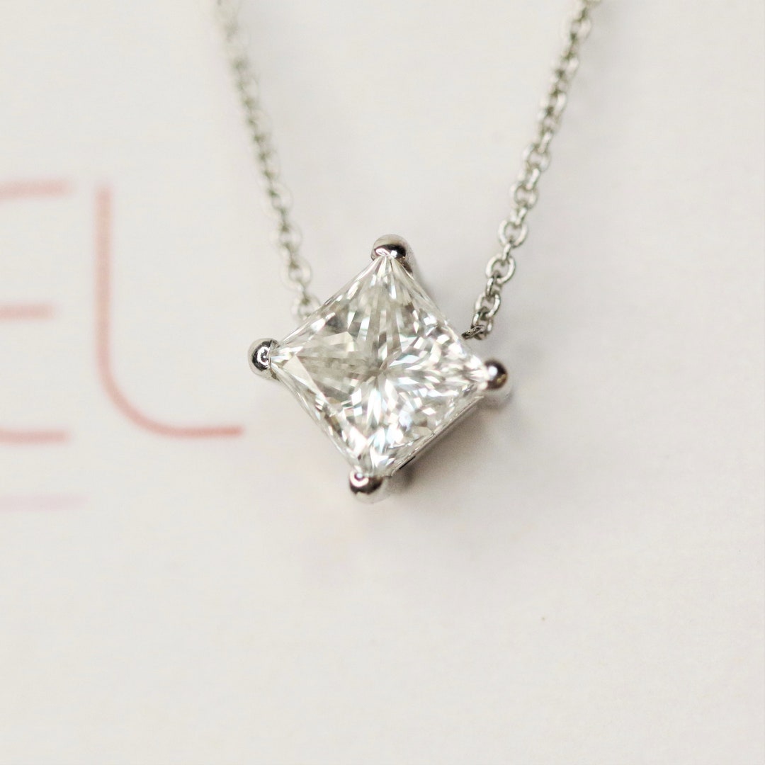 Floating princess sale cut diamond necklace