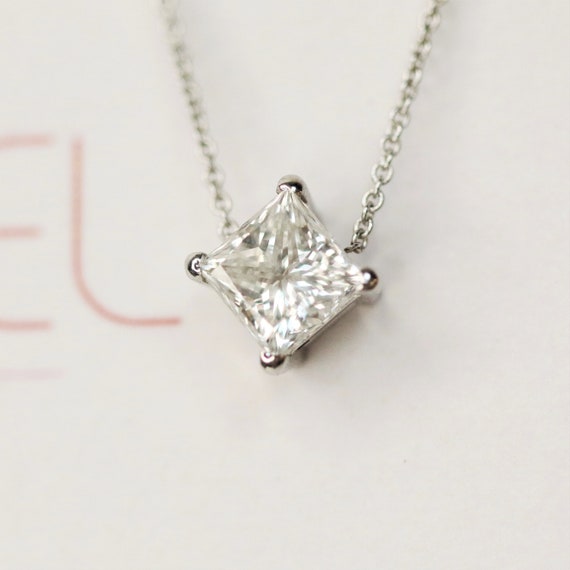 Dainty One Diamond Pendant Necklace Fine Solitaire Necklace 14k