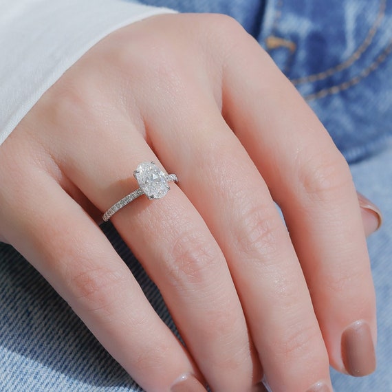 Thyme | 18ct White Gold pavé halo style engagement ring | Taylor & Hart