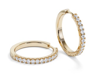 Diamond Hoop Earrings, Gold Hoop Earrings, Diamond Earrings