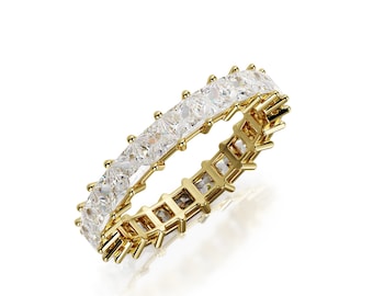 2.2 Carat Diamond Ring, Princess Cut Diamond Band, Natural Diamond Ring, Multi Diamond Ring, Diamond Eternity Band, 14k Gold Wedding Ring