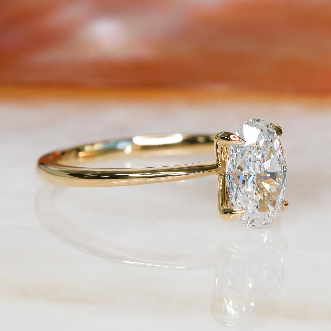 1 Karat echter Diamant-Verlobungsring für Frauen, ovaler Diamant-Verlobungsring, natürlicher Diamantring, ALternativer Verlobungsring, 14 Karat Gold