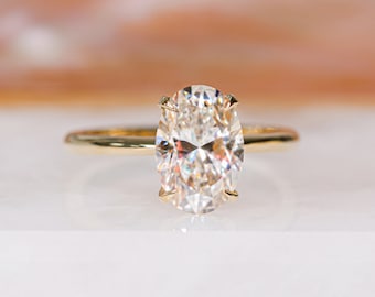 Oval diamond Moonlit Sky ring, Yellow gold diamond ring, 2.28 carats, ,