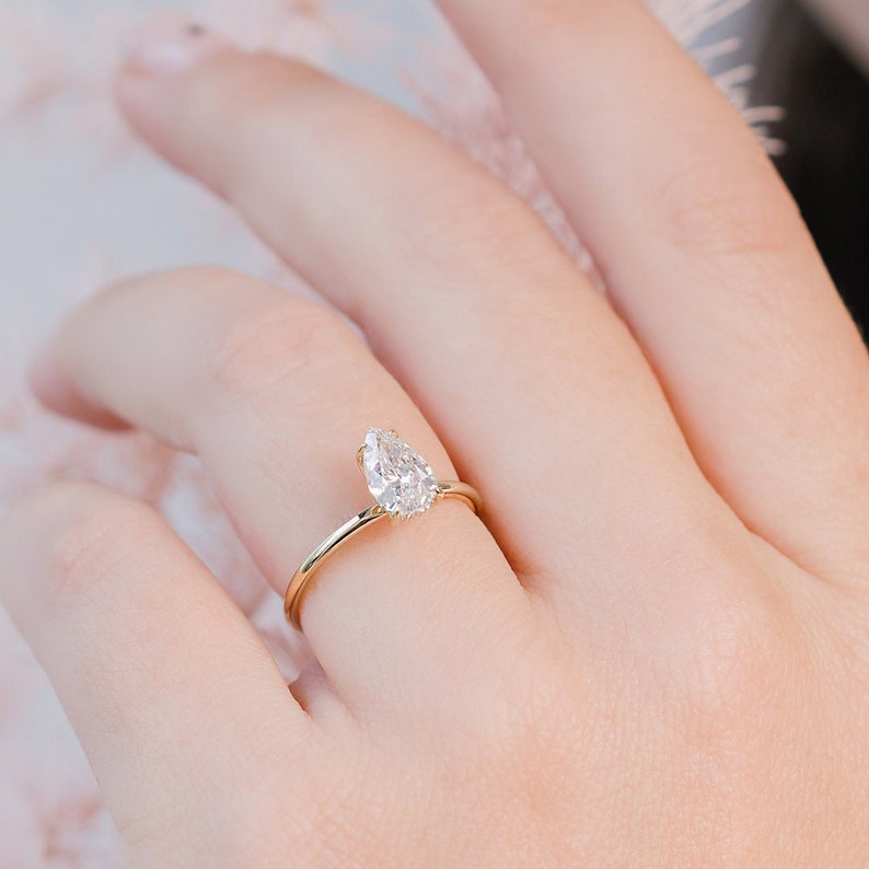 Pear Shaped Diamond Engagement Ring Pear Cut Diamond - Etsy