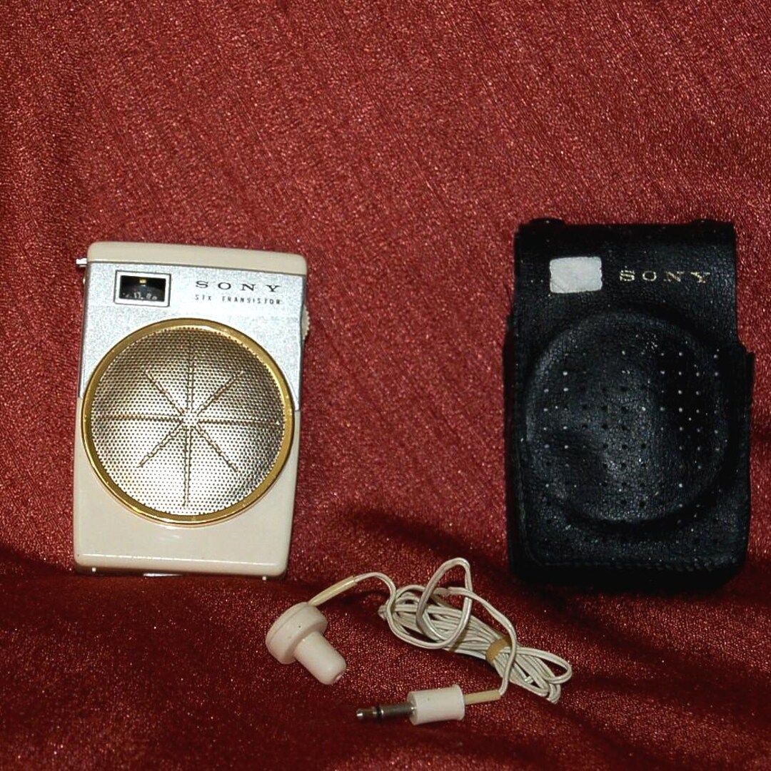 Sony Six Transistor Radio, 1960's, Ear Piece, Leather Protector