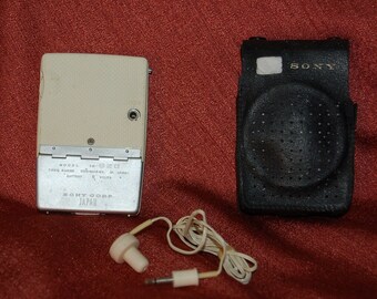 Sony Six Transistor Radio, 1960's, Ear Piece, Leather Protector