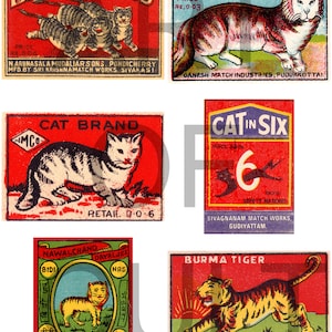 Cat Matchbox Covers - Instant Download - Digital Art - Print Out