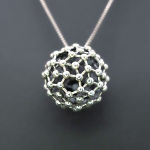 The Carbon Code | Silver Buckyball Pendant | Chemistry Pendant | Sterling Silver science jewelry | Math jewelry