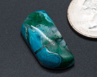 AAA Grade Gem Chrysocolla Cabochon | Chrysocolla/malachite | Freeform Cabochon | Loose Gemstone | 28 Cts. | 29.1mm x 14.1mm x 7.9mm