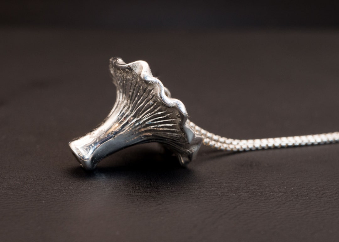 Chanterelle Pendant With Natural Hessonite Garnet | Silver Mushroom ...