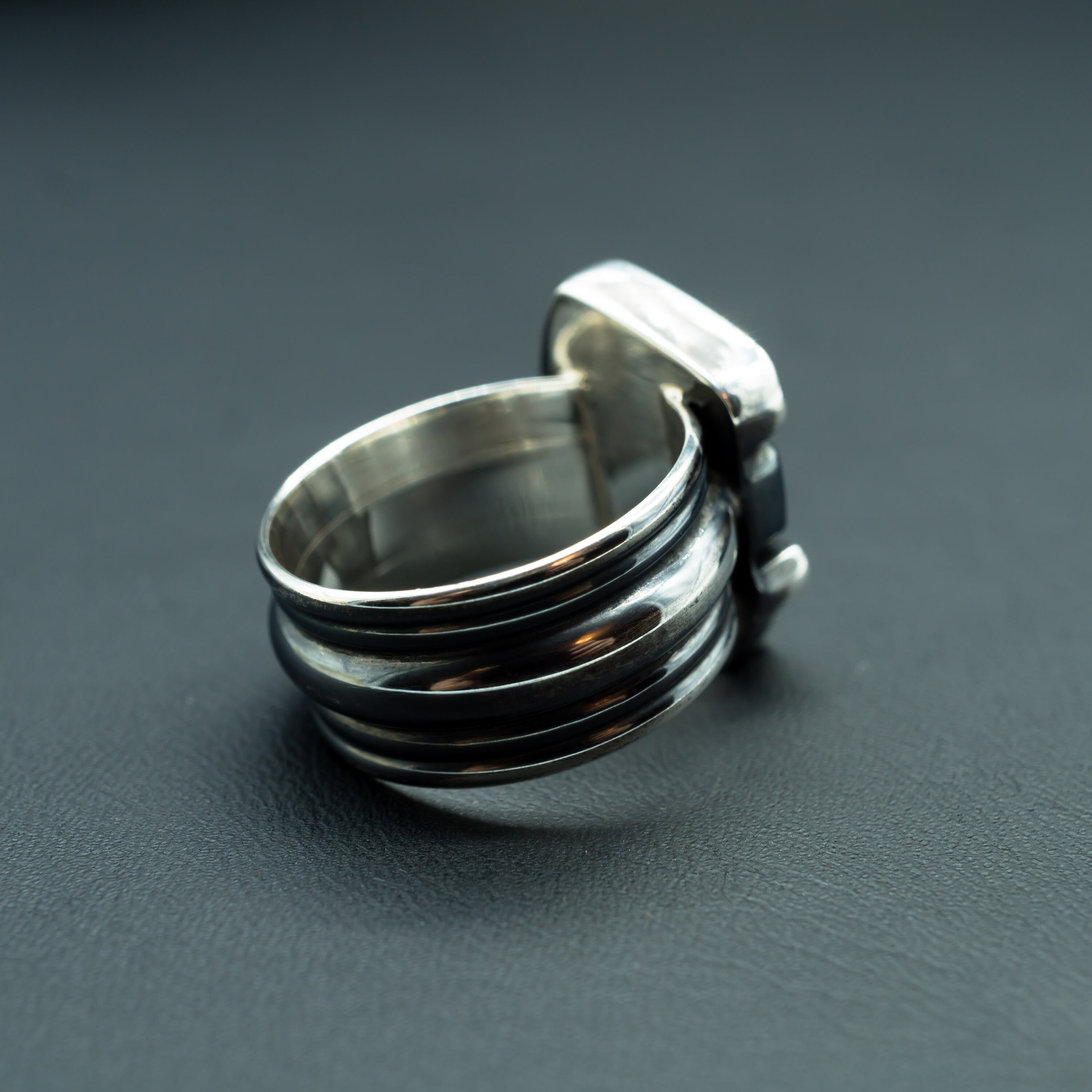 Balance Ring | Brutalist Hand Engraved Natural Turquoise Ring in .925 ...