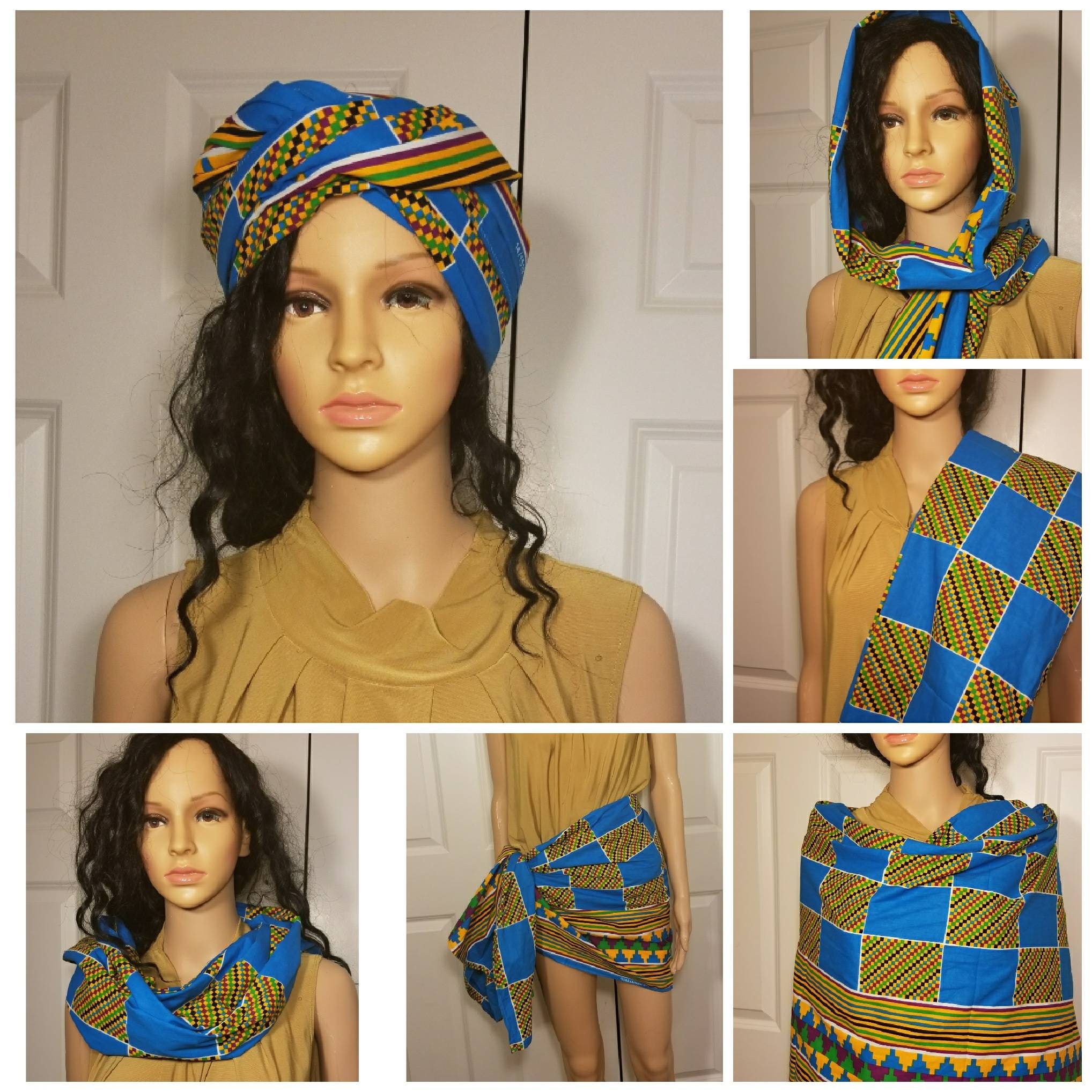 Ankara Kente Head Wrap Kente Scarf African Print Headwrap Ankara Cover ...