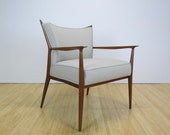 1960s Paul McCobb Walnut Upholstered Lounge Chair Restored