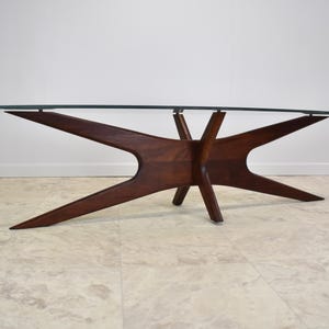 1960s Adrian Pearsall Mid Century “jax” Walnut + Glass Coffee