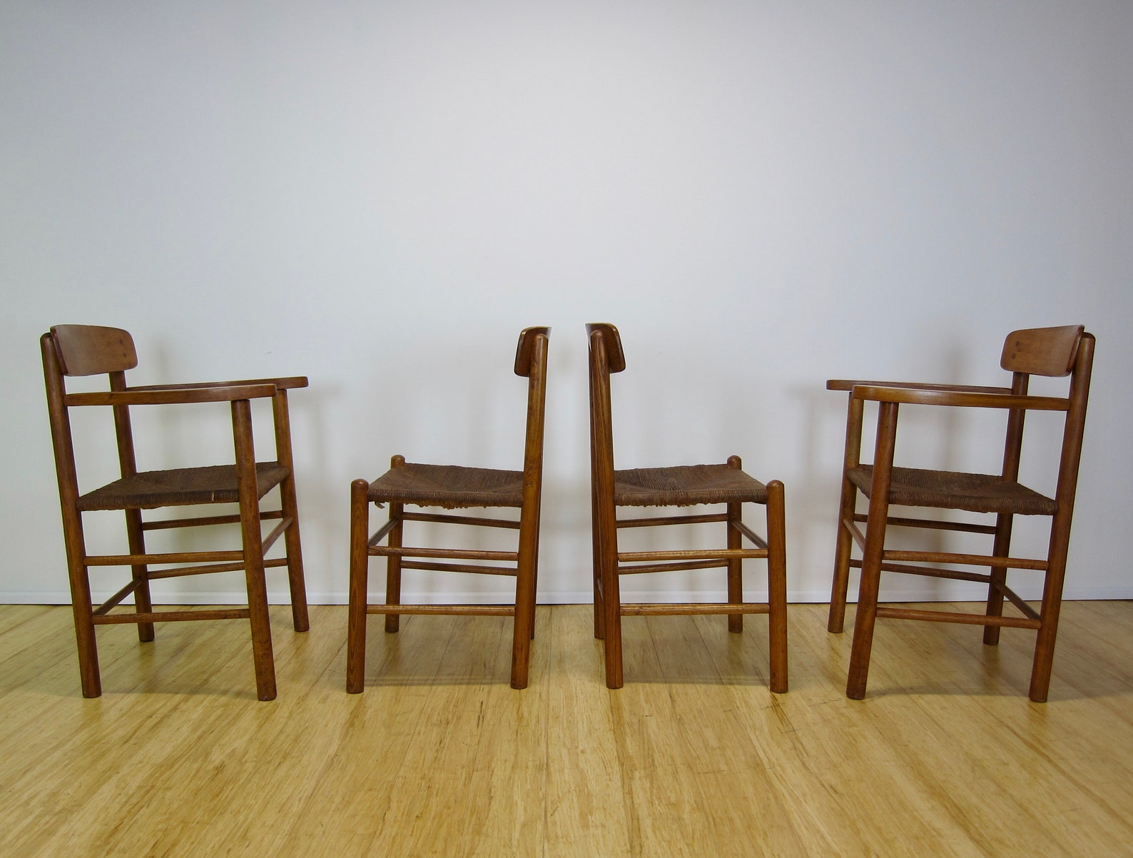 1960's Mid Century Modern Danish Oak Shaker Chairs Style Etsy