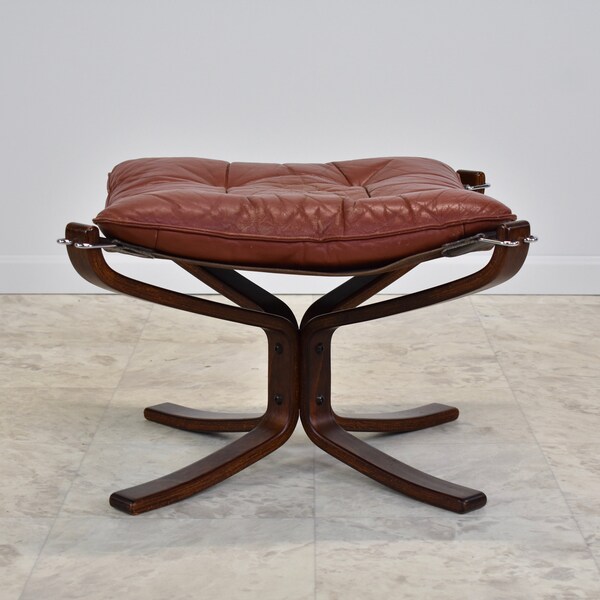 1960s Sigurd Ressell For Vatne Mobler Leather Falcon Footstool Ottoman