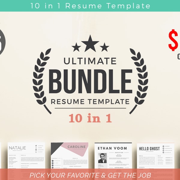 RESUME BUNDLE 10 Pack of Etsy's Top Selling Resume Template Word Resume Executive Resume Clean Resume Mac Pages Resume Lebenslauf Vorlage