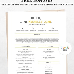 Google Docs Resume Template Google Docs CV Minimalist Google Resume