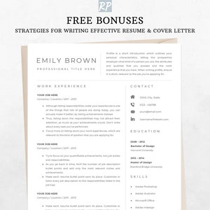 Clean Resume Template for Word, Minimalist Resume, Professional Resume, Federal Government Resume CV, Sorority Resume, Cover Letter