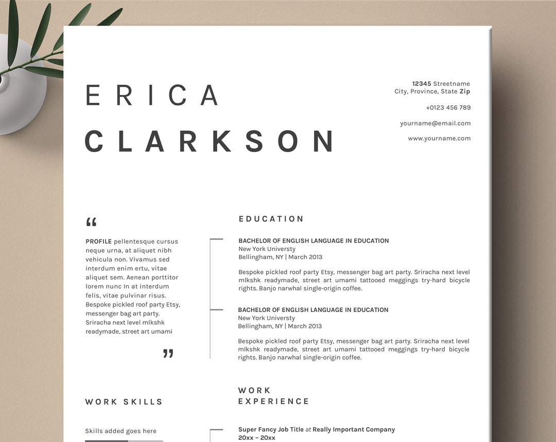 Modern Resume Template for Word, Pages Resume, Editable Resume for ...