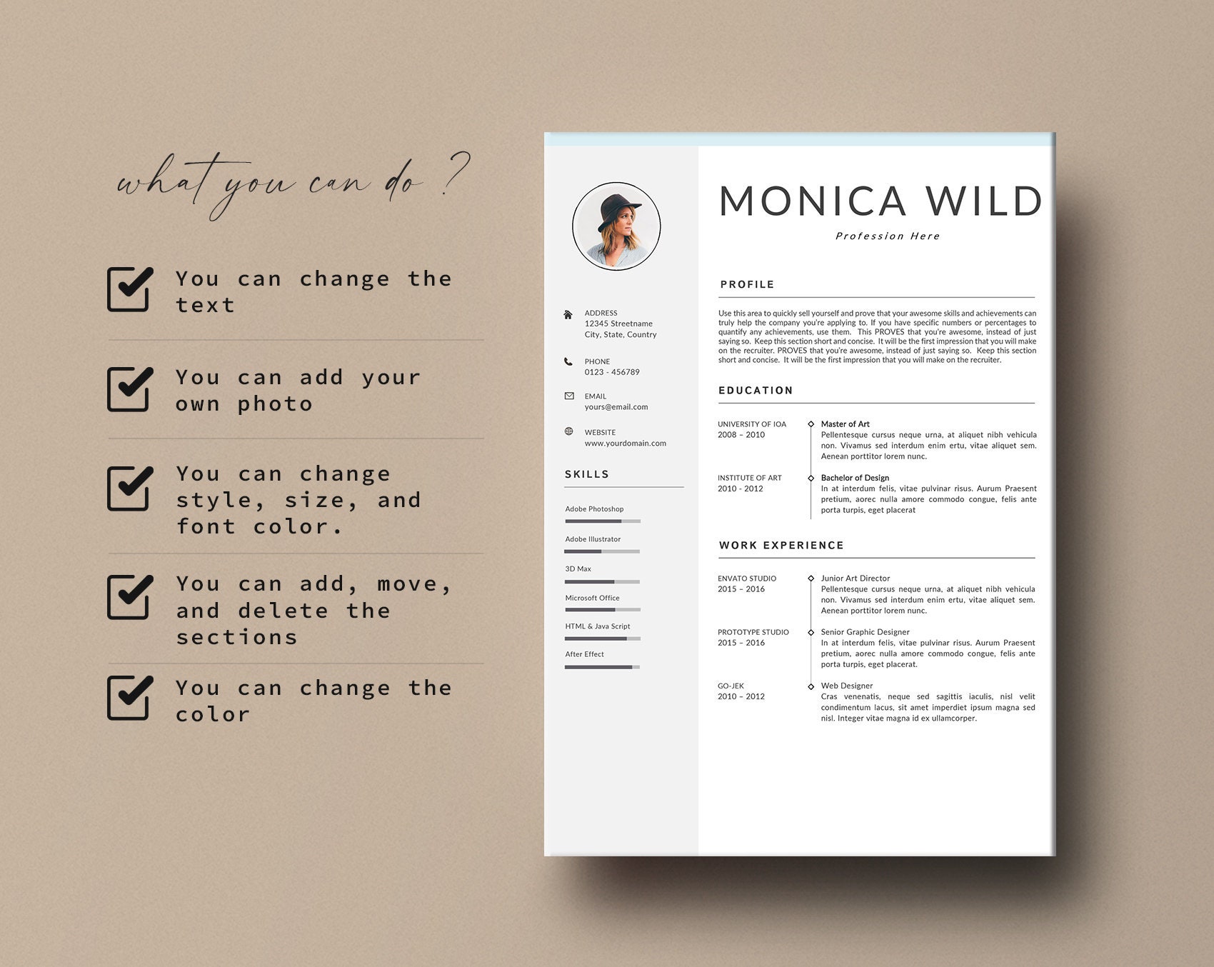 Professional Resume Template for Word Resume MAC Pages Cover - Etsy