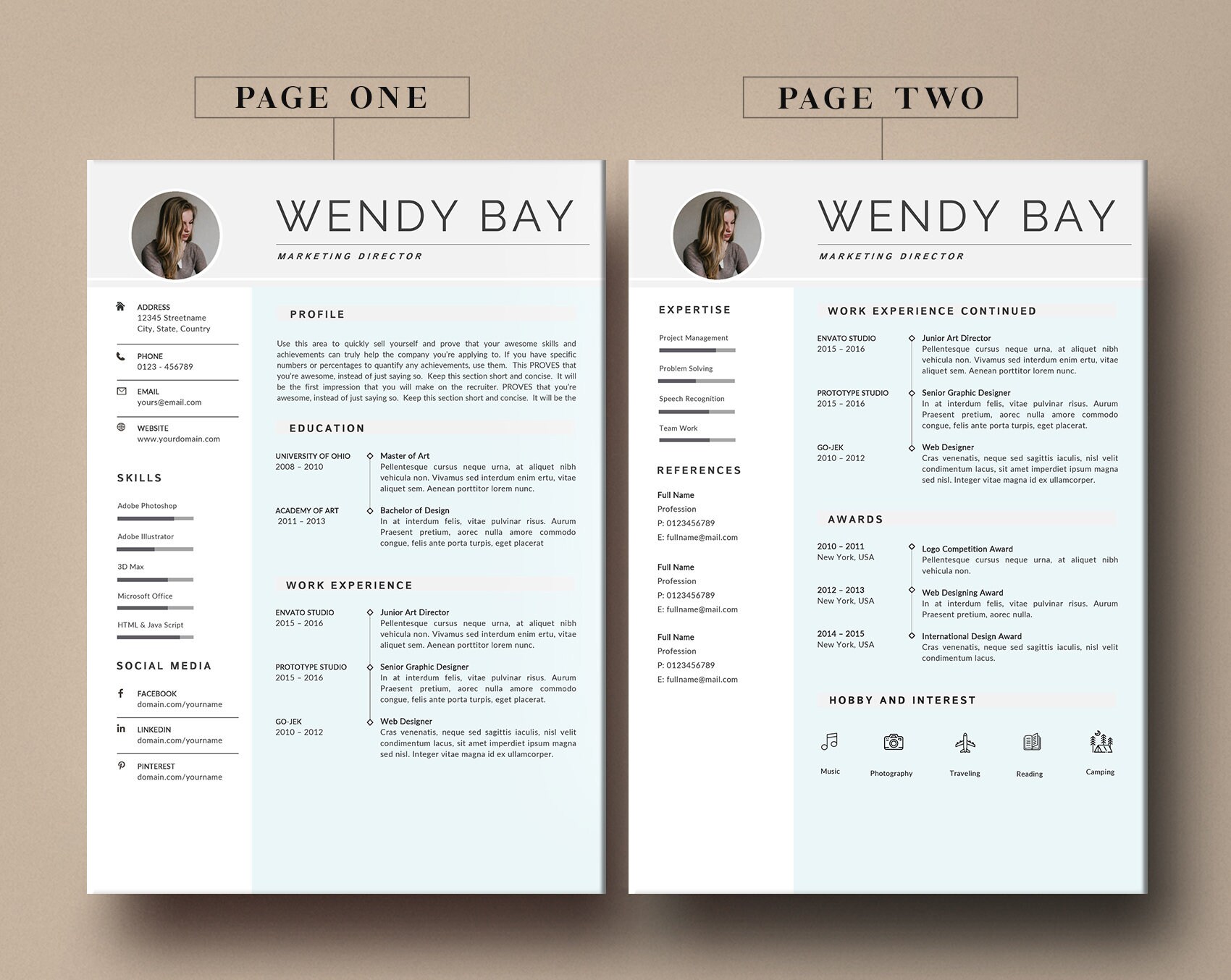 Resume Template With Photo Professional Resume MAC Pages CV - Etsy